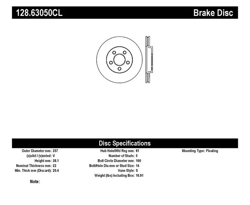 Stoptech Sport Cryo-Treated Cross-Drilled Front Left Brake Rotor — 128.63050Cl 1