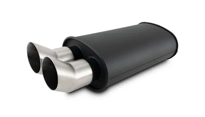 Vibrant Performance Streetpower Oval Muffler – Flat Black With Dual Brushed Tips 1